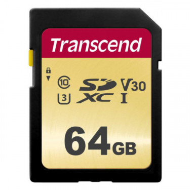 Карта пам'яті 64GB SDXC C10 UHS-I R95/W60MB/s Transcend (TS64GSDC500S)