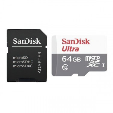 Карта пам'яті 64GB microSDXC C10 UHS-I R100MB/s Ultra + SD SanDisk (SDSQUNR-064G-GN3MA)