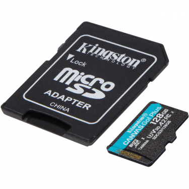 Карта пам'яті 128GB microSDXC C10 UHS-I U3 A2 R170/W90MB/s + SD адаптер Kingston (SDCG3/128GB)