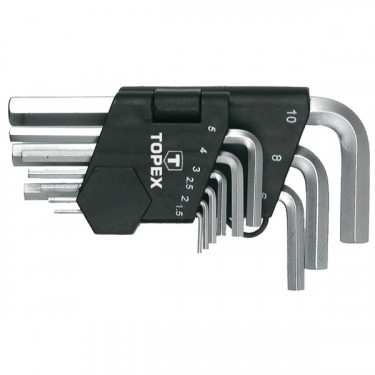 Ключі шестигранні HEX 1.5-10 мм, набір 9 шт. TOPEX (35D955)