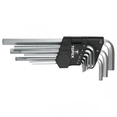 Ключі шестигранні HEX 1.5-10 мм, набір 9 шт. TOPEX (35D956)