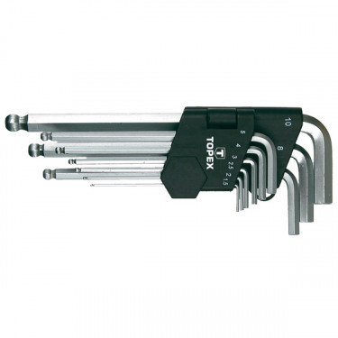 Ключі шестигранні HEX 1.5-10 мм, набір 9 шт. TOPEX (35D957)