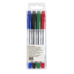 Набір ручок кулькових 0,7 мм, 4 шт (синя, чорна, червона, зелена) H-Tone (JJ201318)