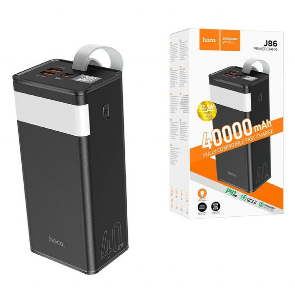 Внешний аккумулятор Power Bank Hoco 22.5W Quick Charge 3.0 40000 mAh Black  (J86) купить в Киеве, повербанки - портативные зарядные устройства в  каталоге интернет магазина товаров для офиса prote.ua