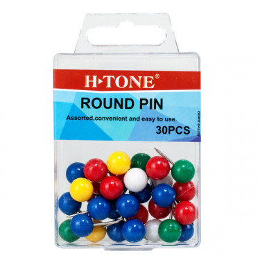Кнопки-цвяшки кольорові круглі, 30 шт H-Tone (JJ40351)
