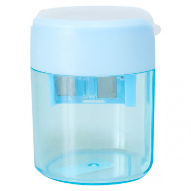 Чинка с контейнером, 2 отвори, пластик, синя H-Tone (XP104-blue)