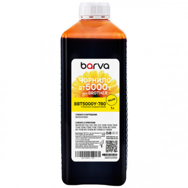 Чорнило для Brother BT5000Y спеціальне 1 л, водорозчинне, жовте Barva (BBT5000Y-780)