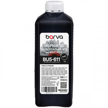 Чорнило для Brother універсальне №5 1 л, водорозчинне, чорне Barva (BU5-611)