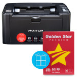 Принтер лазерний P2500W A4, Wi-Fi Pantum (P2500W) + Папір офісний A4, 80 г/м офисная A4, 80 г/м2, 500 л, Класс C, IK Golden Star (POF-GOLDST-A4-80)