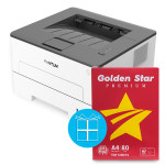 Принтер лазерний P3010D А4 Pantum (P3010D) + Папір офісний A4, 80 г/м2, 500 л, Класс C, IK Golden Star (POF-GOLDST-A4-80)