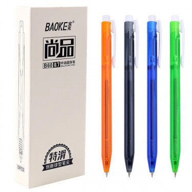 Ручка масляна автоматична 0.7 мм, синя Baoke (B60-blue)