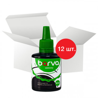 Фарба штемпельна 30 мл, упаковка 12 шт, зелена Barva (SPI-G-004-12)