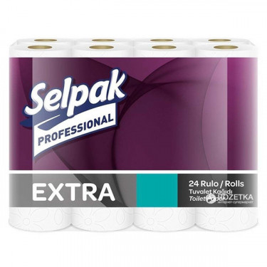 Папір туалетний двошаровий, 22,3 м, 24 рулони Professional Extra Selpak (32761833_32761830_8690530783621)