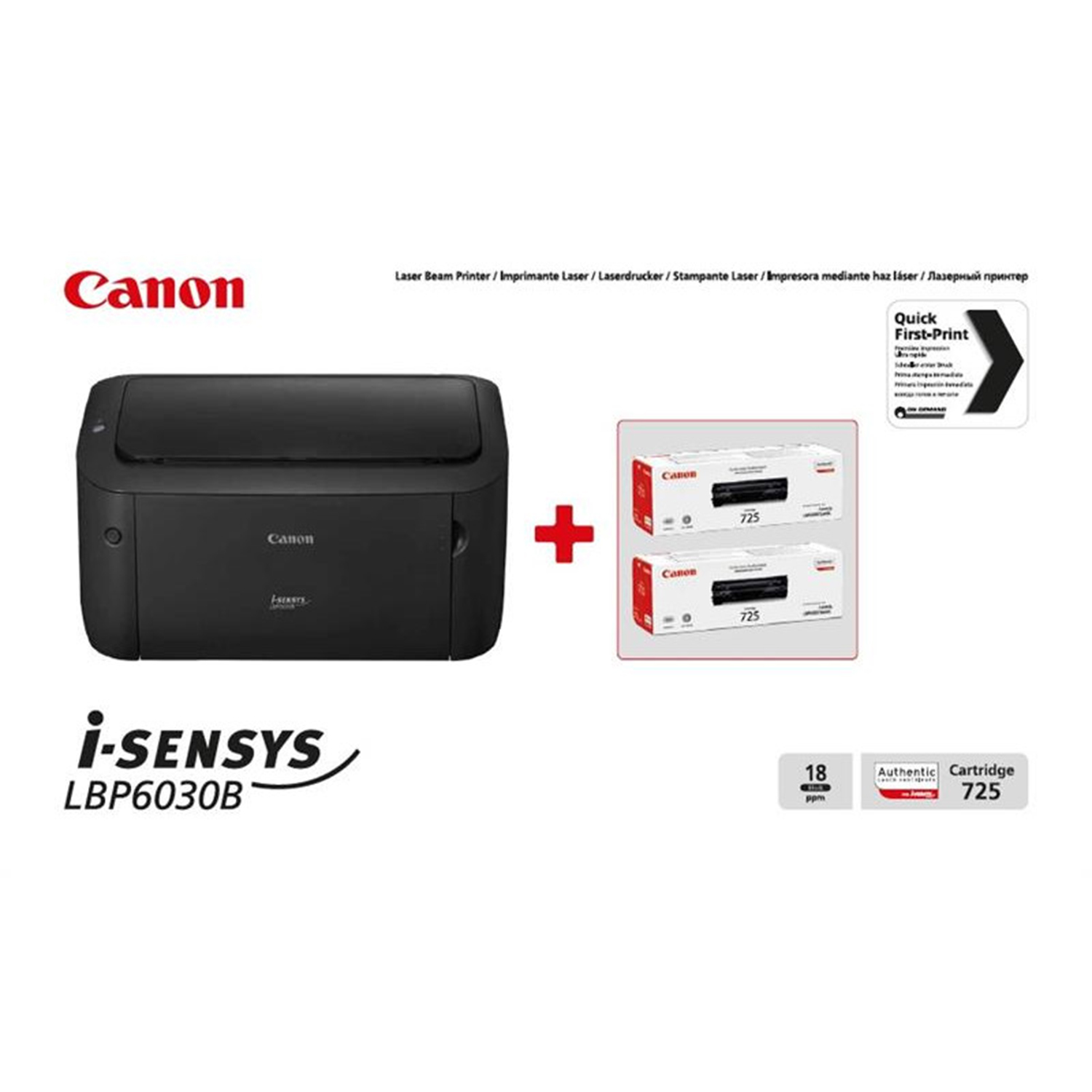 Принтер лазерний i-SENSYS LBP6030B + 2картриджа Canon 725 А4 Canon (8468B042)