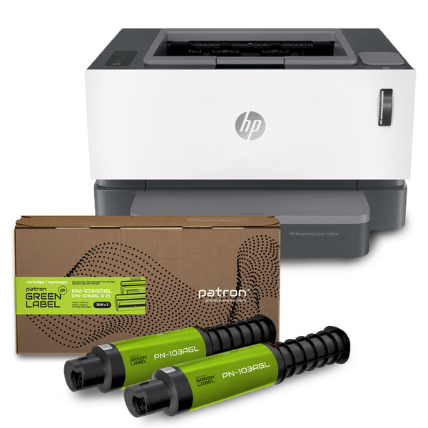 АКЦИЯ Принтер лазерный Neverstop Laser 1000w A4, Wi-Fi + Green Label Patron (PN-103ADGL) HP (4RY23A)