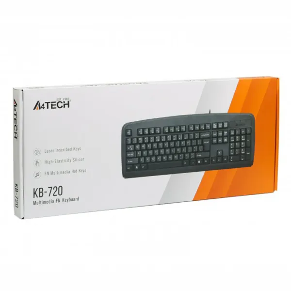 Клавиатура USB, чёрная A4Tech (KB-720 USB (Black)) - Фото 2