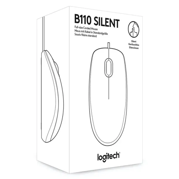 Мышь USB B110 Optical Silent, чёрная Logitech (910-005508) - Фото 4
