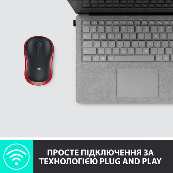Миша бездротова M185 Cordless, червона Logitech (910-002240/910-002237) - Фото 10