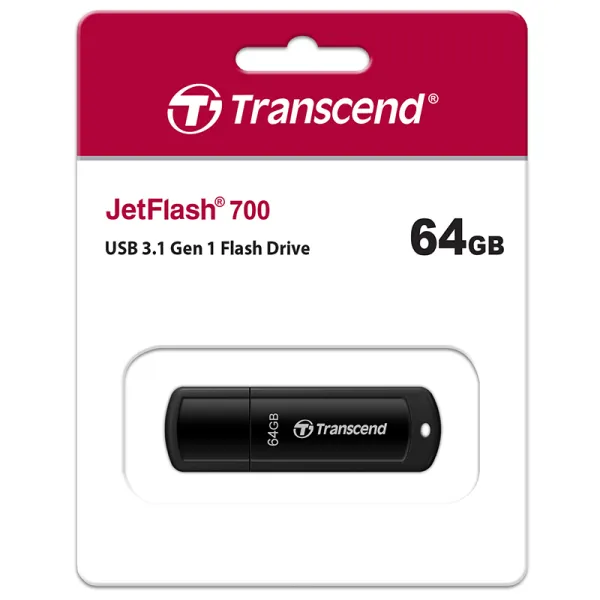 Накопичувач USB 3.1 Type-A 64GB JetFlash 700 чорний Transcend (TS64GJF700) - Фото 1