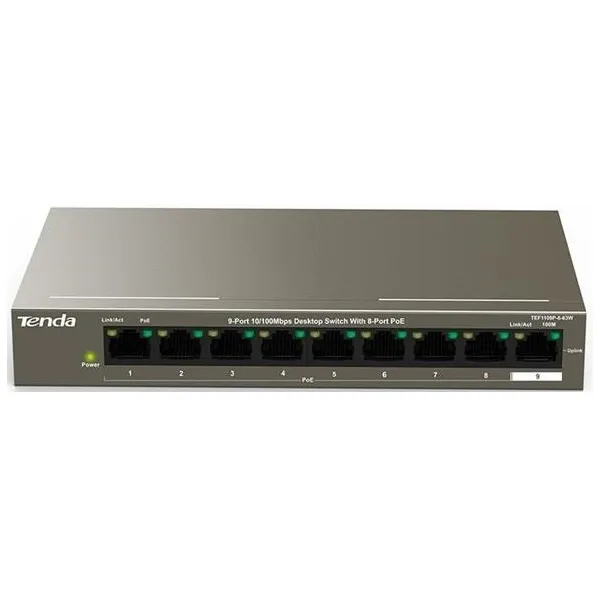 Коммутатор сетевой TEF1109P-8-63W 8xFE PoE Tenda (TEF1109P-8-63W)