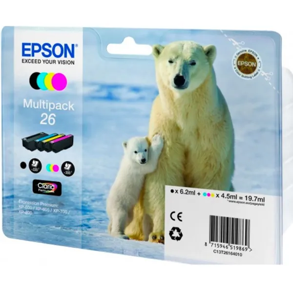 Комплект картриджів 26 чорний, блакитний, пурпуровий, жовтий Epson (C13T26164010) - Фото 2