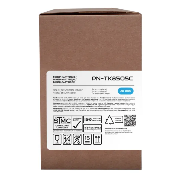 Тонер-картридж сумісний Kyocera Mita TK-8505C блакитний Green Label Patron (PN-TK8505CGL) - Фото 1