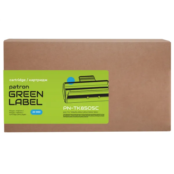 Тонер-картридж сумісний Kyocera Mita TK-8505C блакитний Green Label Patron (PN-TK8505CGL) - Фото 1