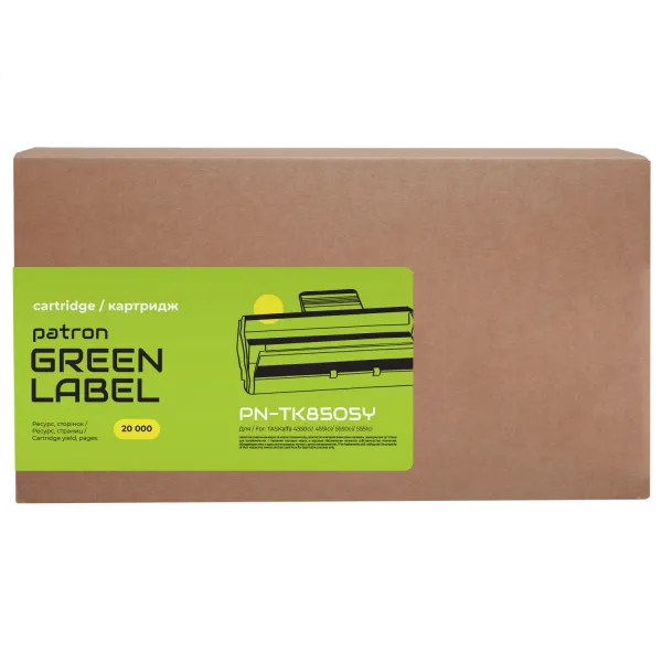 Тонер-картридж сумісний Kyocera Mita TK-8505Y жовтий Green Label Patron (PN-TK8505YGL) - Фото 1