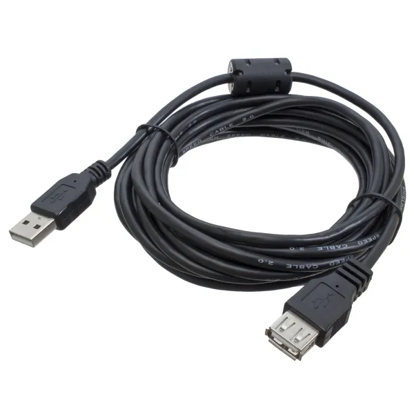 Удлинитель USB 2.0 AM/AF 4,5 м, черный, с ферритом Patron (PN-AMAF-45F) - Фото 1