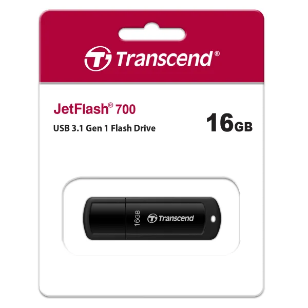 Накопичувач USB 3.1 Type-A 16GB JetFlash 700 чорний Transcend (TS16GJF700) - Фото 3