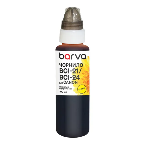 Чорнило для Canon BCI-21/BCI-24 спеціальне 100 мл, водорозчинне, жовте Barva (C24-284) - Фото 3