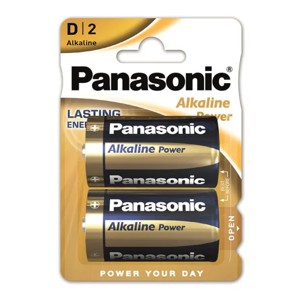 Батарейка D (LR20) щелочная Alkaline Power блистер 2 шт Panasonic (LR20REB/2BP)