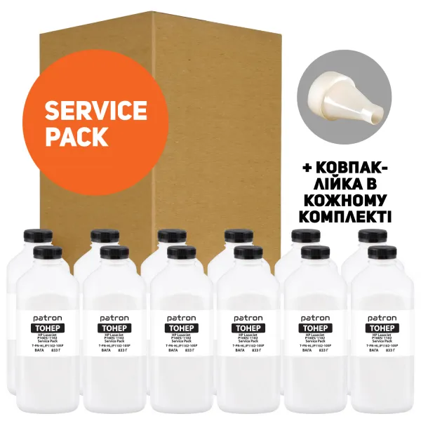 Тонер HP LJ P1005/P1102 Service Pack, флакон 12x833 г Patron (PN-HLJP1102-10SP) - Фото 6