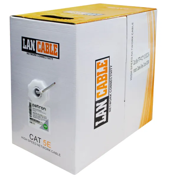 Кабель звита пара FTP CAT.5E Solid Cable 305 м, 4*2*0.50, біметал Patron (04002) - Фото 1