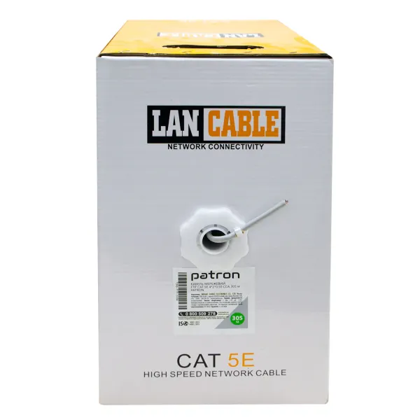 Кабель звита пара FTP CAT.5E Solid Cable 305 м, 4*2*0.50, біметал Patron (04002)