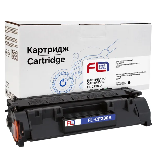 Картридж сумісний HP 80A (CF280A) Free Label (FL-CF280A) - Фото 4