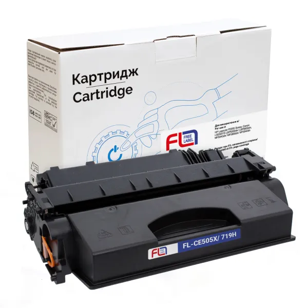 Картридж сумісний HP 05X (CE505X)/Canon 719 H Free Label (FL-CE505X/719H) - Фото 4