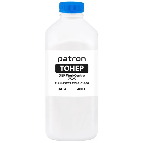 Тонер XER WorkCentre 7525 флакон, 400 г, голубой Patron (PN-XWC7525-2-C-400) - Фото 1