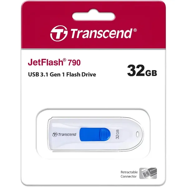 Накопитель USB 3.1 Type-A 32GB JetFlash 790 белый Transcend (TS32GJF790W) - Фото 4