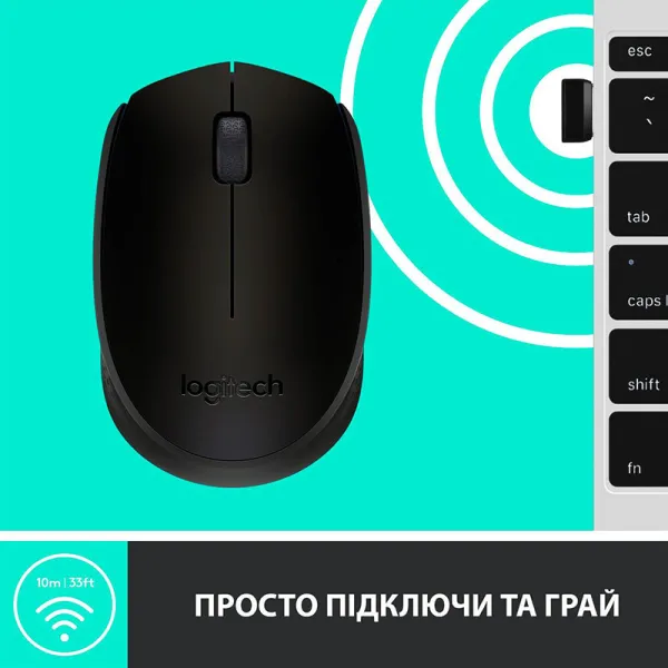Миша бездротова M170, чорно-сіра Logitech (910-004642) - Фото 4