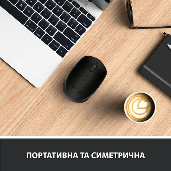 Миша бездротова M170, чорно-сіра Logitech (910-004642) - Фото 7