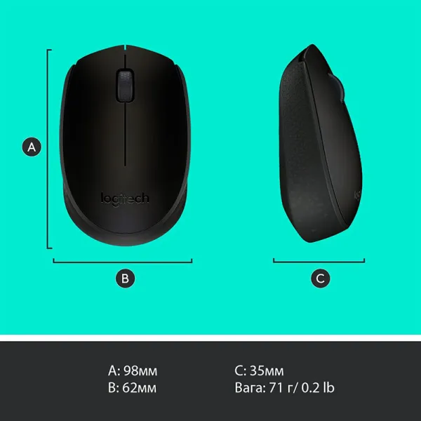 Миша бездротова M170, чорно-сіра Logitech (910-004642) - Фото 8