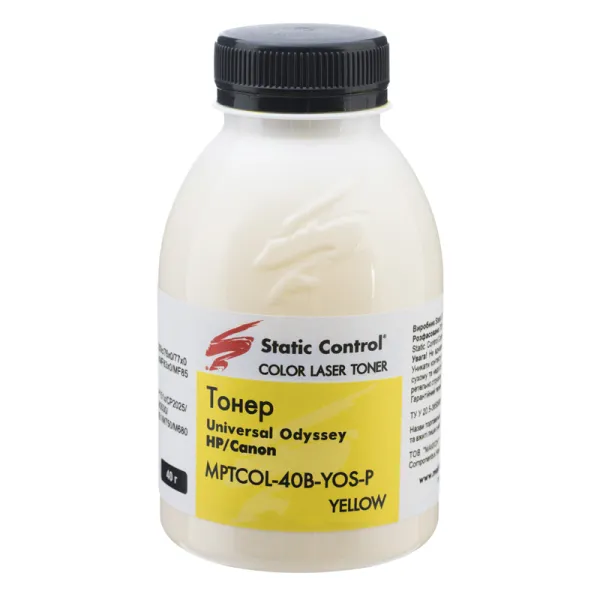 Тонер HP універсальний MPTCOL флакон, 40 г, жовтий SCC (MPTCOL-40B-YOS-P)