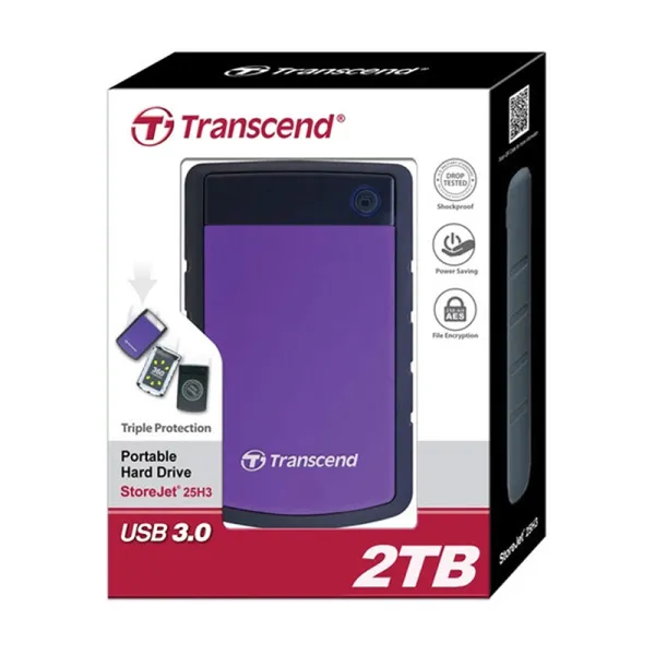 Диск жесткий внешний портативный 2TB USB 3.1 StoreJet 25H3 фиолетовый Transcend (TS2TSJ25H3P) - Фото 1
