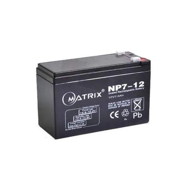 Акумулятор для ДБЖ 12В, 7 Aг Matrix (NP7-12) - Фото 4
