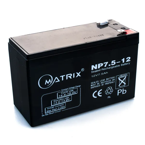 Акумулятор для ДБЖ 12В, 7.5 Aг Matrix (NP7.5-12) - Фото 2