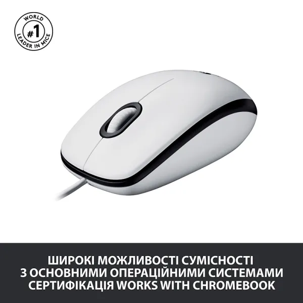 Миша USB M100, біла Logitech (910-001605/910-005004/910-006764) - Фото 5