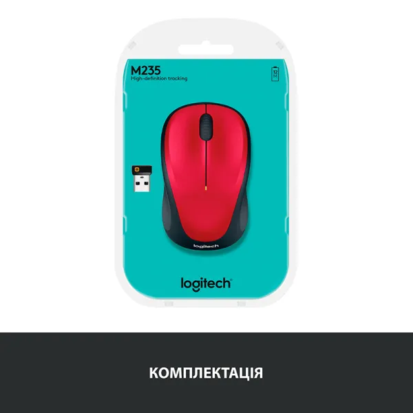 Миша бездротова M235, червона Logitech (910-002496) - Фото 2
