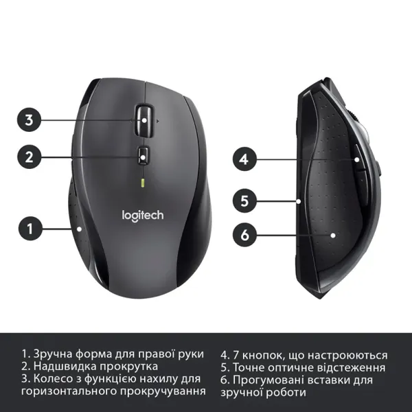 Мышь беспроводная M705 Marathon, чёрная Logitech (910-001949) - Фото 4