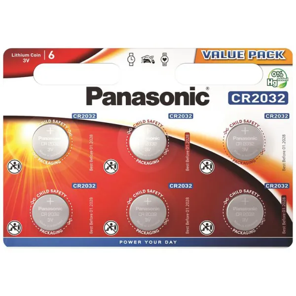 Батарейка CR2032 литиевая блистер, 6 шт,  Panasonic (CR-2032EL/6B) - Фото 11